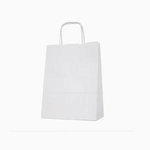 Bolsas papel asa rizada blanco baratas 25x10x32 sin impresión