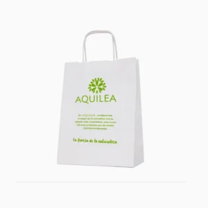 Bolsas papel asa rizada blanco baratas 25x10x32 impresas