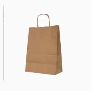 Bolsas papel asa rizada kraft baratas 25x10x32 sin impresión