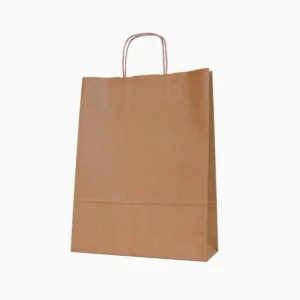 Bolsas papel asa rizada kraft baratas 32x12x41 sin impresión