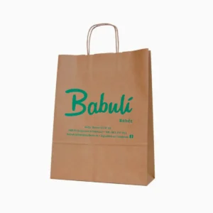 Bolsas papel asa rizada kraft baratas 32x12x41 impresas