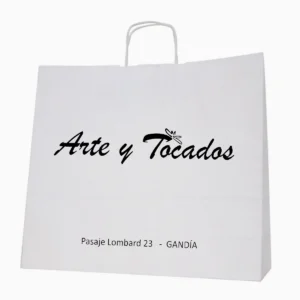 Bolsas papel asa rizada blanco 44x15x50 impresas